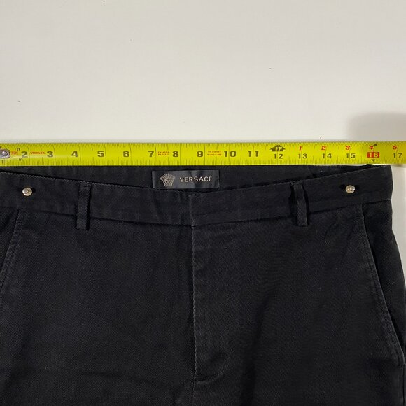 Versace Straight Leg Mid Rise Black Cotton Twill Chino Pants men's size 32x30.5 - Picture 9 of 12